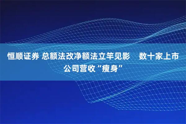 恒顺证券 总额法改净额法立竿见影    数十家上市公司营收“瘦身”